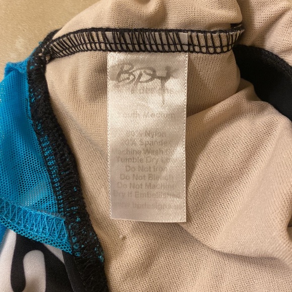 Black and Pink Dance leo; open back, snaps around neck. - Picture 3 of 5